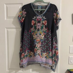 Floral Embroidered Black Boho Tunic